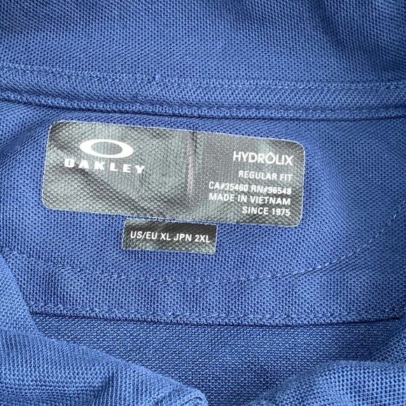 Oakley Hydrolix Polo Shirt Mens XL Blue Solid Performance Stretch Adult - Picture 4 of 8
